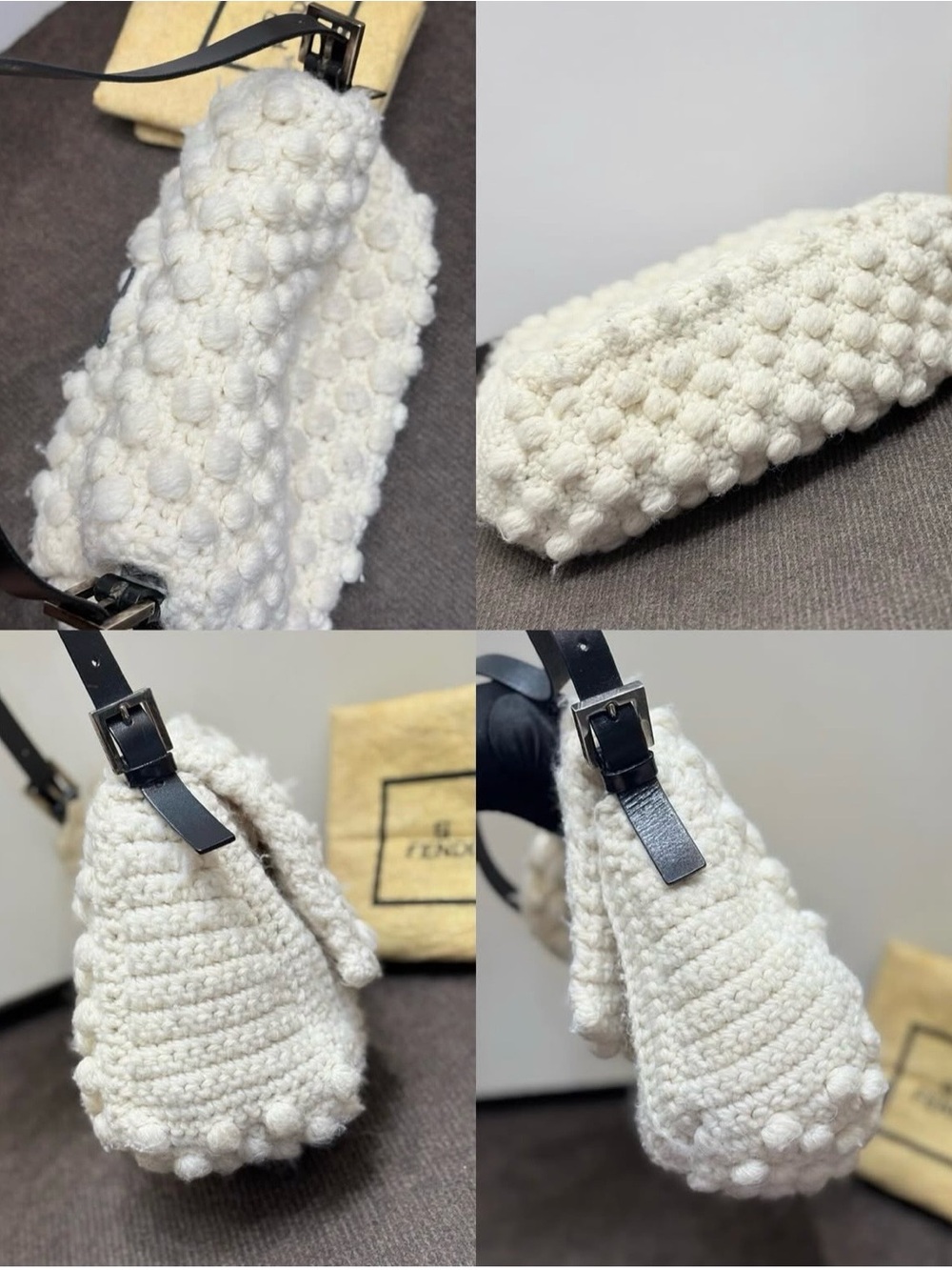 Fendi Vintage Ivory Popcorn Knit Mama Baguette - Picture 15 of 16